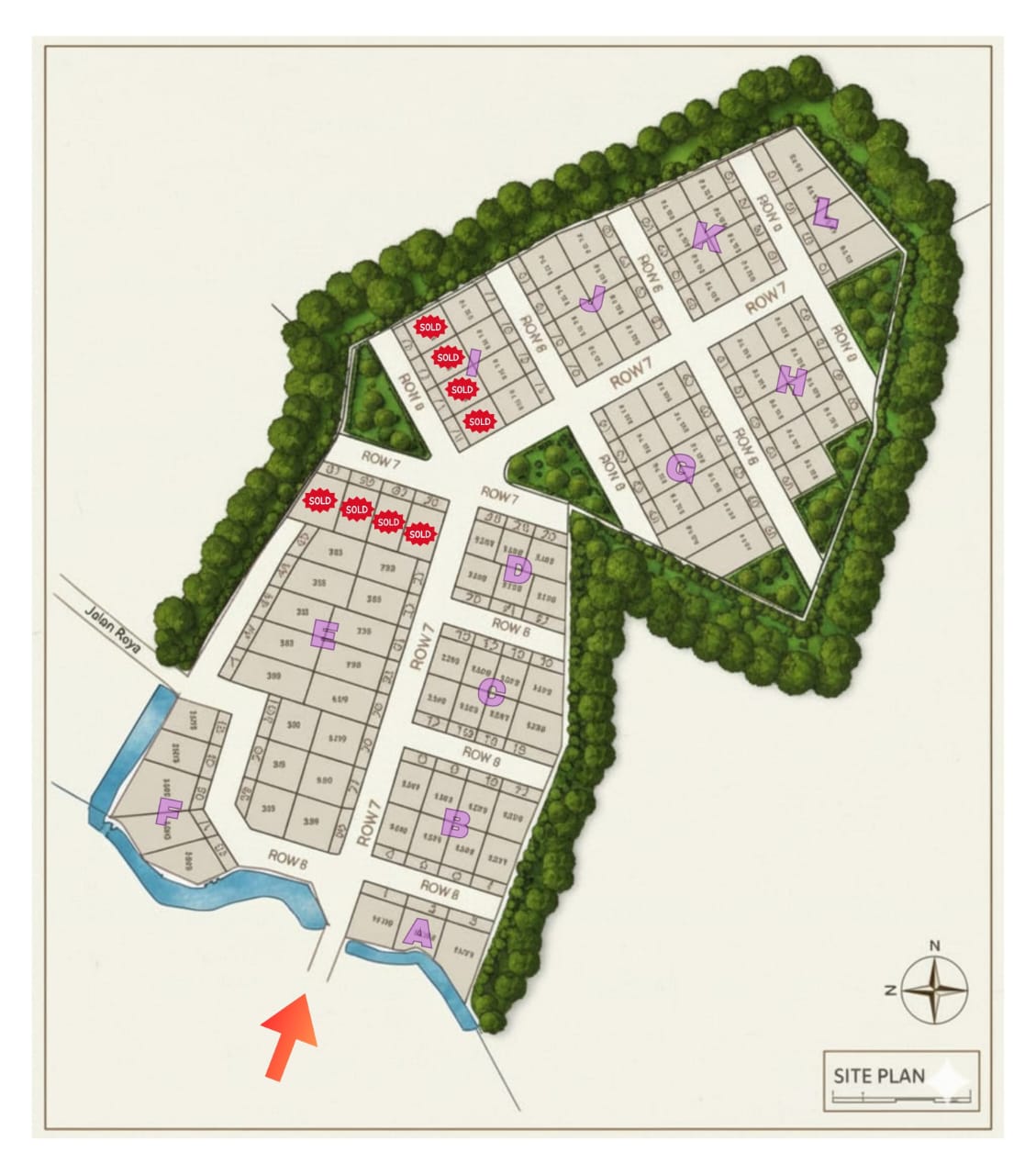 Peta kavling Poliland Kairagi dan status unit terjual